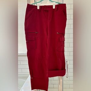 Red cargo pants, size L